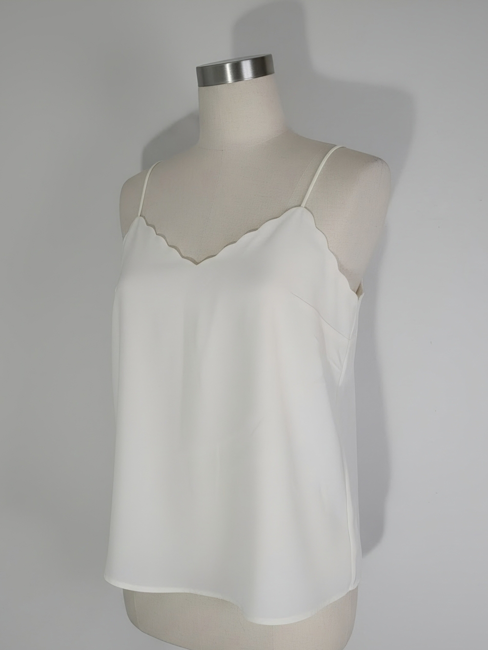 J. Crew Ivory Scallop-Trim Silk Camisole Women Size 4.